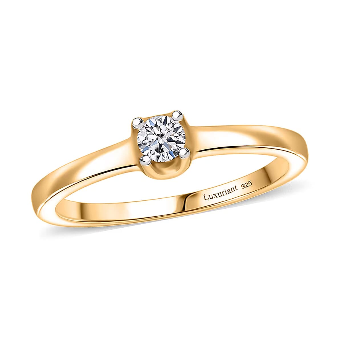 Luxuriant Lab Grown Diamond 0.20 ctw Ring in 18K Vermeil Yellow Gold Over Sterling Silver (Size 8.0)  image number 0
