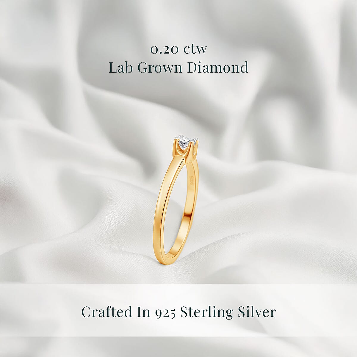 Luxuriant Lab Grown Diamond 0.20 ctw Ring in 18K Vermeil Yellow Gold Over Sterling Silver (Size 8.0)  image number 2