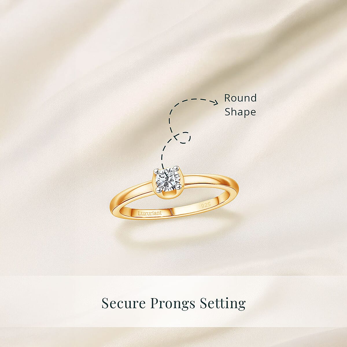 Luxuriant Lab Grown Diamond 0.20 ctw Ring in 18K Vermeil Yellow Gold Over Sterling Silver (Size 8.0)  image number 4