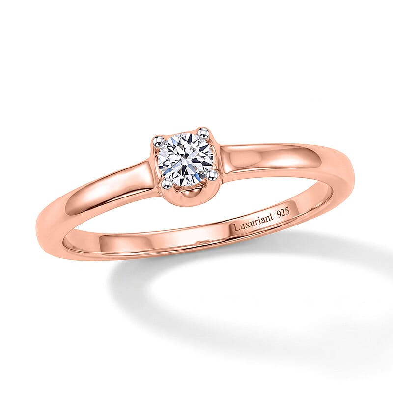 Luxuriant Lab Grown Diamond 0.20 ctw Ring in 18K Vermeil Rose Gold Over Sterling Silver (Size 6.0)