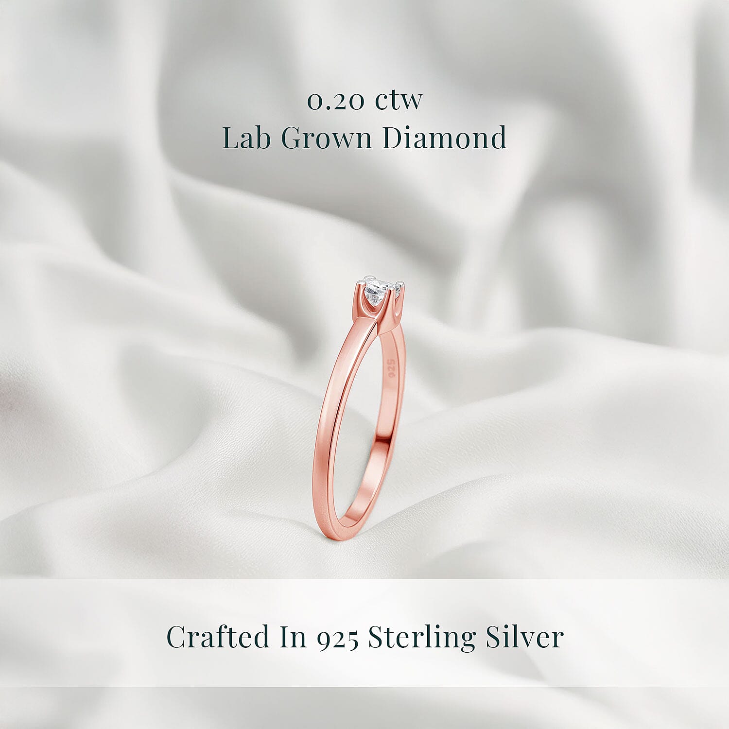 Luxuriant Lab Grown Diamond 0.20 ctw Ring in 18K Vermeil Rose Gold Over Sterling Silver (Size 6.0)