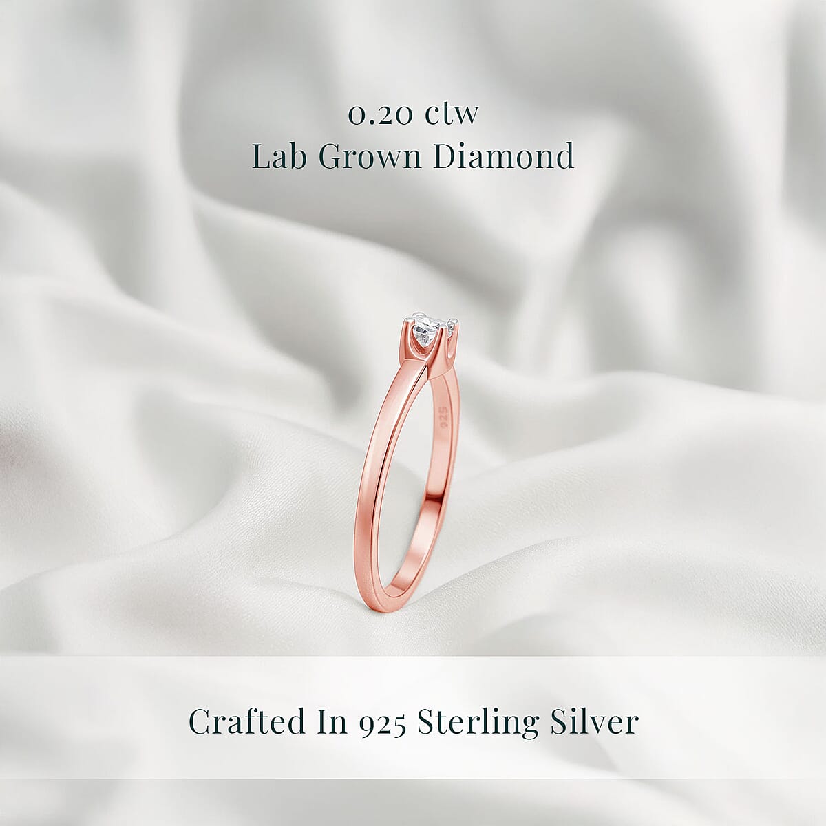 Luxuriant Lab Grown Diamond 0.20 ctw Ring in 18K Vermeil Rose Gold Over Sterling Silver (Size 6.0)  image number 2