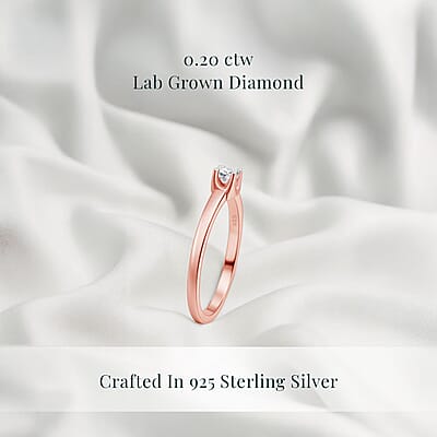 Luxuriant Lab Grown Diamond 0.20 ctw Ring in 18K Vermeil Rose Gold Over Sterling Silver (Size 6.0)