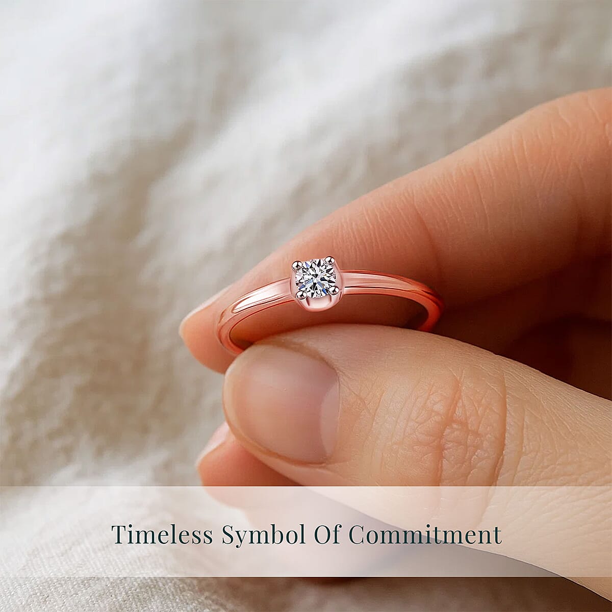 Luxuriant Lab Grown Diamond 0.20 ctw Ring in 18K Vermeil Rose Gold Over Sterling Silver (Size 6.0)  image number 5