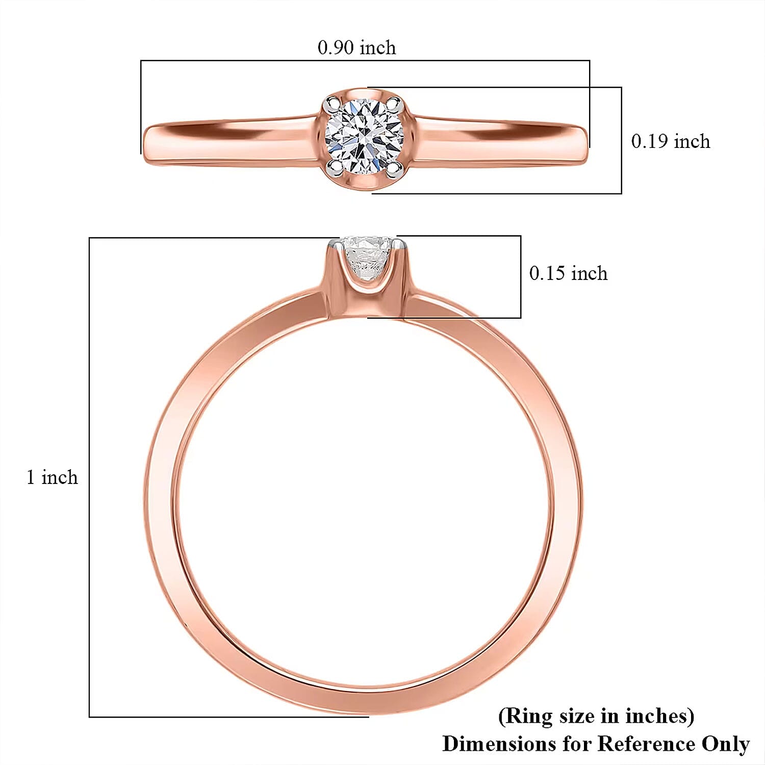Luxuriant Lab Grown Diamond 0.20 ctw Ring in 18K Vermeil Rose Gold Over Sterling Silver (Size 6.0)
