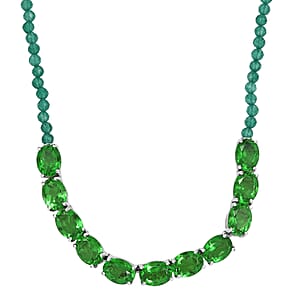EverTrue Chartreuse Quartz (Triplet) and Green Onyx 22.60 ctw Necklace in Platinum Bond 18 Inches