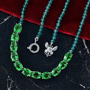 EverTrue Chartreuse Quartz (Triplet) and Green Onyx 22.60 ctw Fox Necklace in Platinum Bond 18 Inches