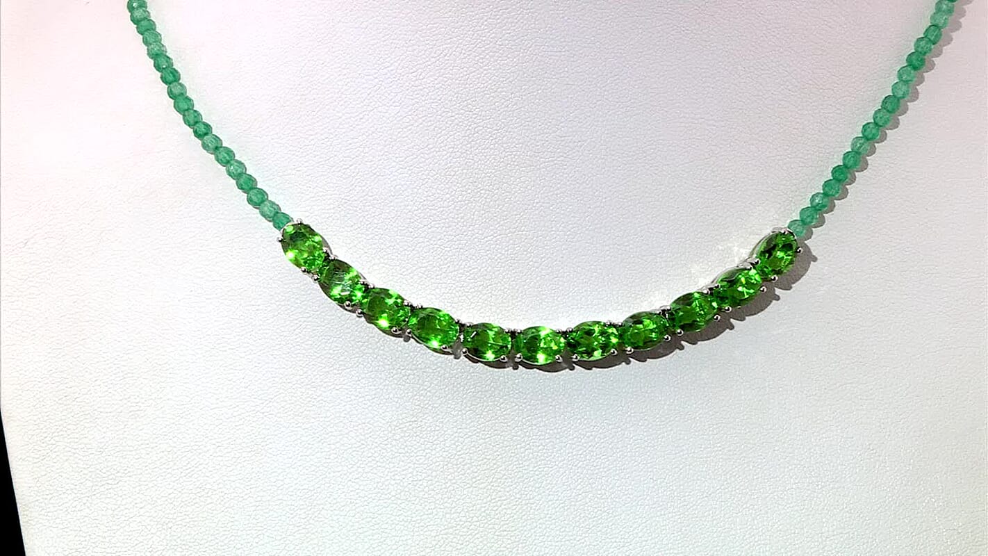 EverTrue Chartreuse Quartz (Triplet) and Green Onyx 22.60 ctw Fox Necklace in Platinum Bond 18 Inches