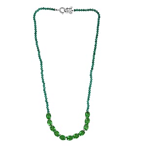 EverTrue Chartreuse Quartz (Triplet) and Green Onyx 22.60 ctw Fox Necklace in Platinum Bond 18 Inches