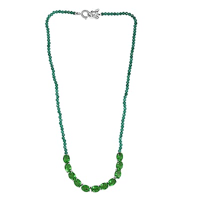 EverTrue Chartreuse Quartz (Triplet) and Green Onyx 22.60 ctw Fox Necklace in Platinum Bond 18 Inches