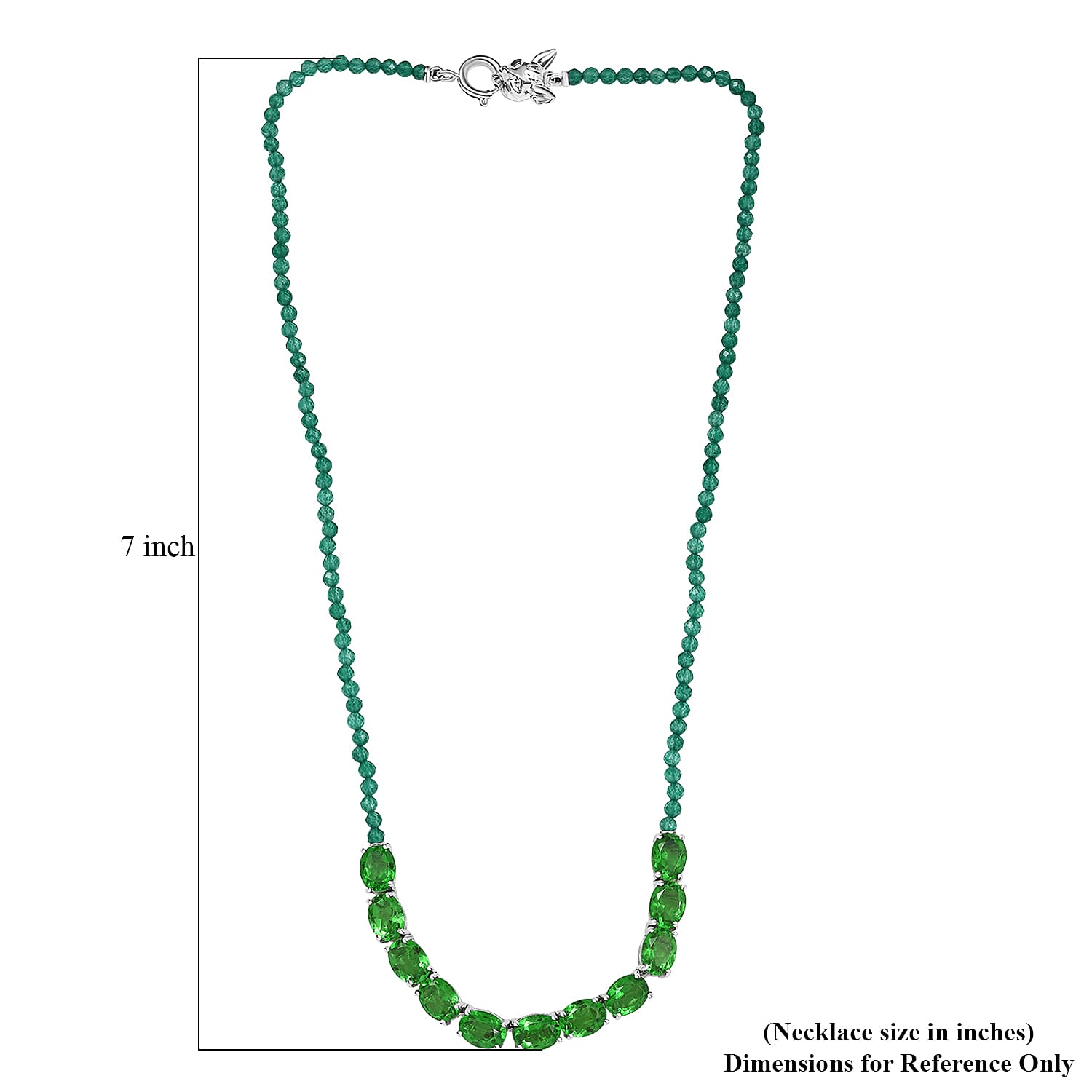EverTrue Chartreuse Quartz (Triplet) and Green Onyx 22.60 ctw Fox Necklace in Platinum Bond 18 Inches