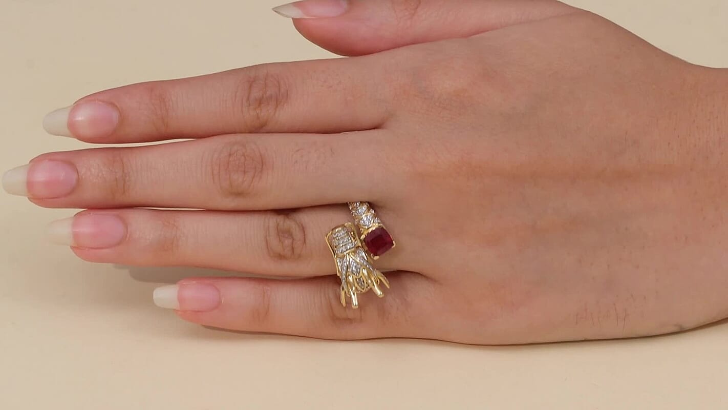 GP Niassa Ruby (FF), Multi Gemstone Ring in 18K Vermeil YG Over Sterling Silver (Size 10.0) 2.50 ctw