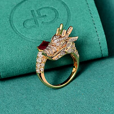 GP Niassa Ruby (FF) and Multi Gemstone 2.50 ctw Ring in 18K Vermeil Yellow Gold Over Sterling Silver (Size 10.0)