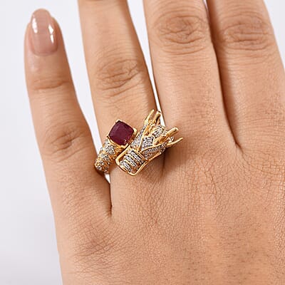 GP Niassa Ruby (FF) and Multi Gemstone 2.50 ctw Ring in 18K Vermeil Yellow Gold Over Sterling Silver (Size 10.0)