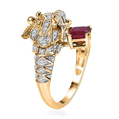 GP Niassa Ruby (FF) and Multi Gemstone 2.50 ctw Ring in 18K Vermeil Yellow Gold Over Sterling Silver (Size 10.0)