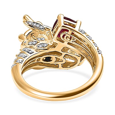 GP Niassa Ruby (FF) and Multi Gemstone 2.50 ctw Ring in 18K Vermeil Yellow Gold Over Sterling Silver (Size 10.0)