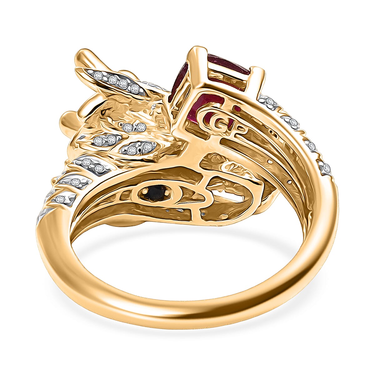 GP Niassa Ruby (FF) and Multi Gemstone 2.50 ctw Ring in 18K Vermeil Yellow Gold Over Sterling Silver (Size 7.0) image number 5