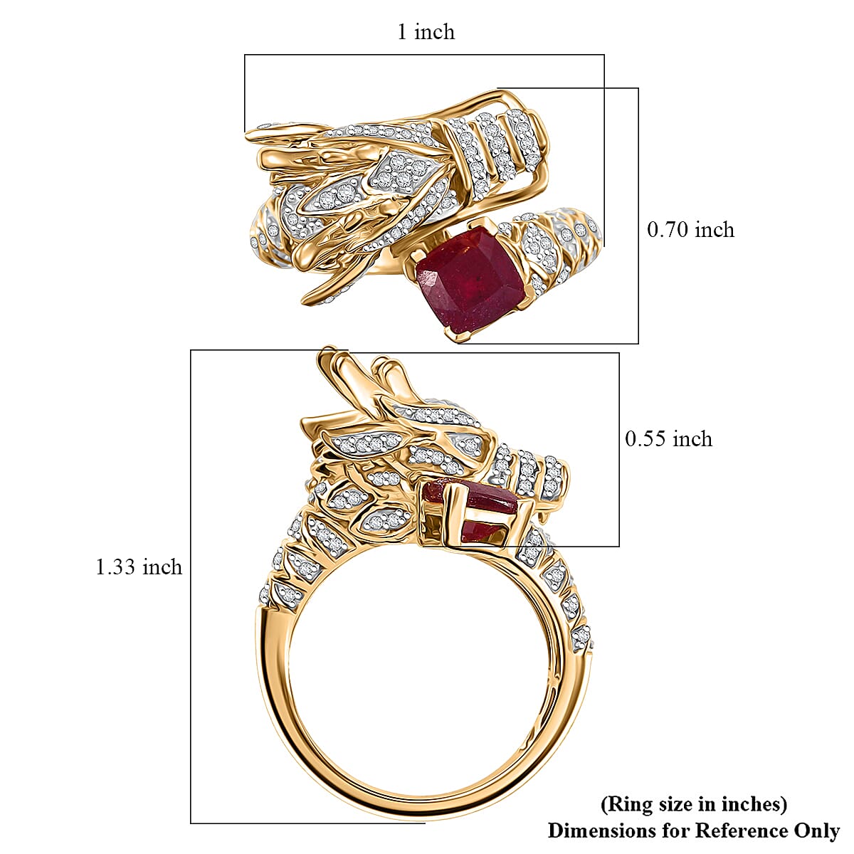 GP Niassa Ruby (FF) and Multi Gemstone 2.50 ctw Ring in 18K Vermeil Yellow Gold Over Sterling Silver (Size 7.0) image number 6