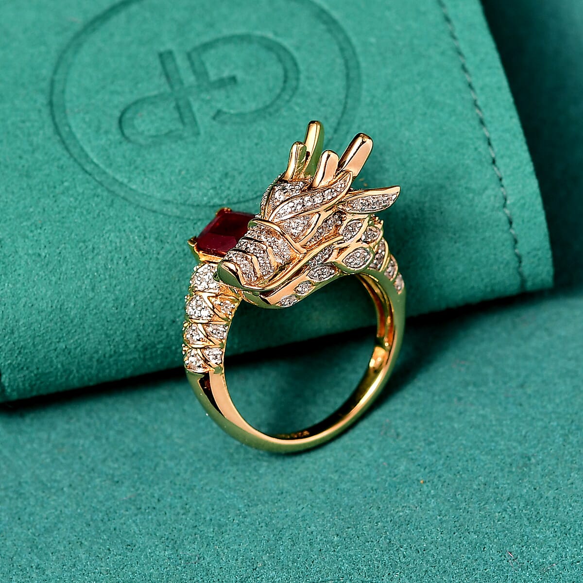 GP Niassa Ruby (FF) and Multi Gemstone 2.50 ctw Ring in 18K Vermeil Yellow Gold Over Sterling Silver (Size 8.0) image number 1