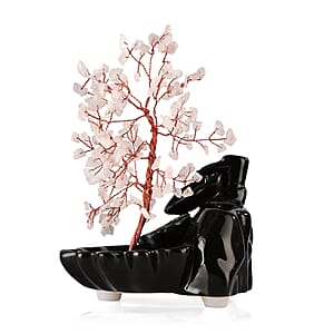 Backflow Incense Burner with Rose Quartz Tree Back Flow Incense Holder with 30 Incense cones Tree - 150 Beads