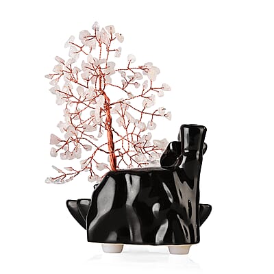 Backflow Incense Burner with Rose Quartz Tree Back Flow Incense Holder with 30 Incense cones Tree - 150 Beads