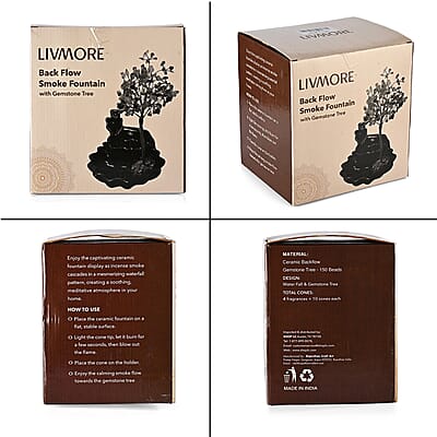 Backflow Incense Burner with Rose Quartz Tree Back Flow Incense Holder with 30 Incense cones Tree - 150 Beads