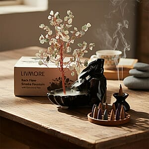 Backflow Incense Burner with Green Aventurine Tree Back Flow Incense Holder with 30 Incense cones Tree - 150 Beads