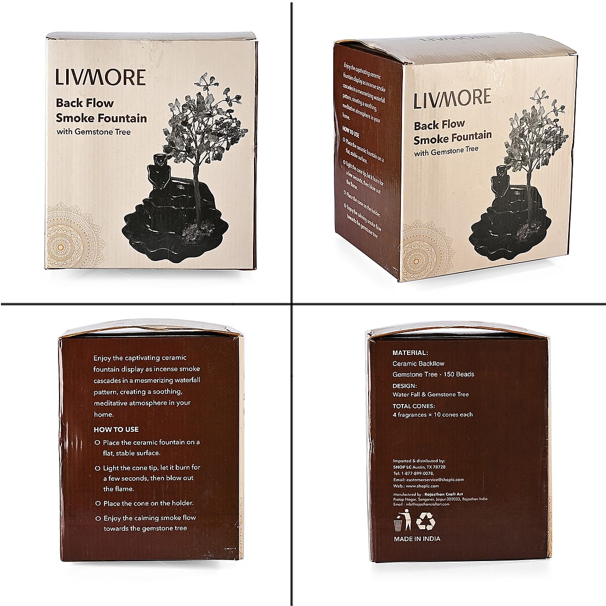 Backflow Incense Burner with Green Aventurine Tree Back Flow Incense Holder with 30 Incense cones Tree - 150 Beads image number 9