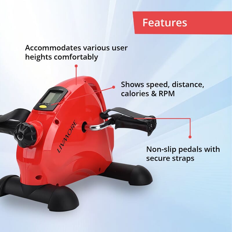 Livmore Red Under Desk Bike Pedal Exercising Machine