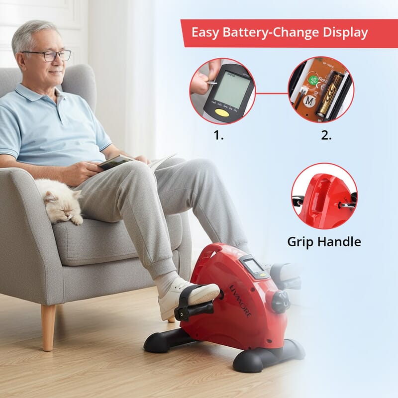 Livmore Red Under Desk Bike Pedal Exercising Machine