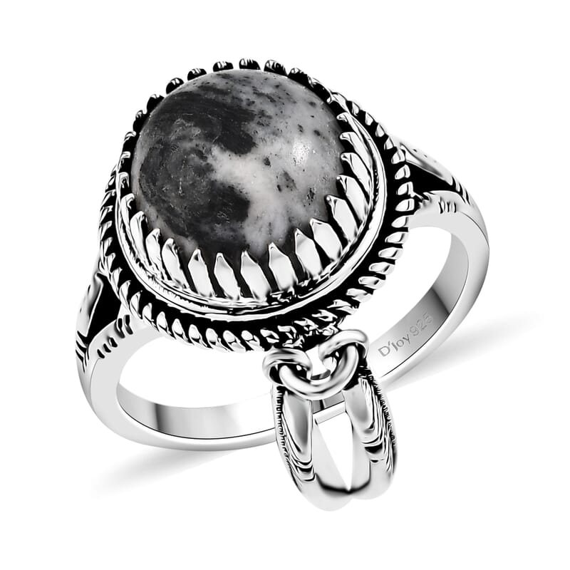 D'Joy Artisan Crafted White Buffalo 4.30 ctw Ring in Sterling Silver (Size  10.0)