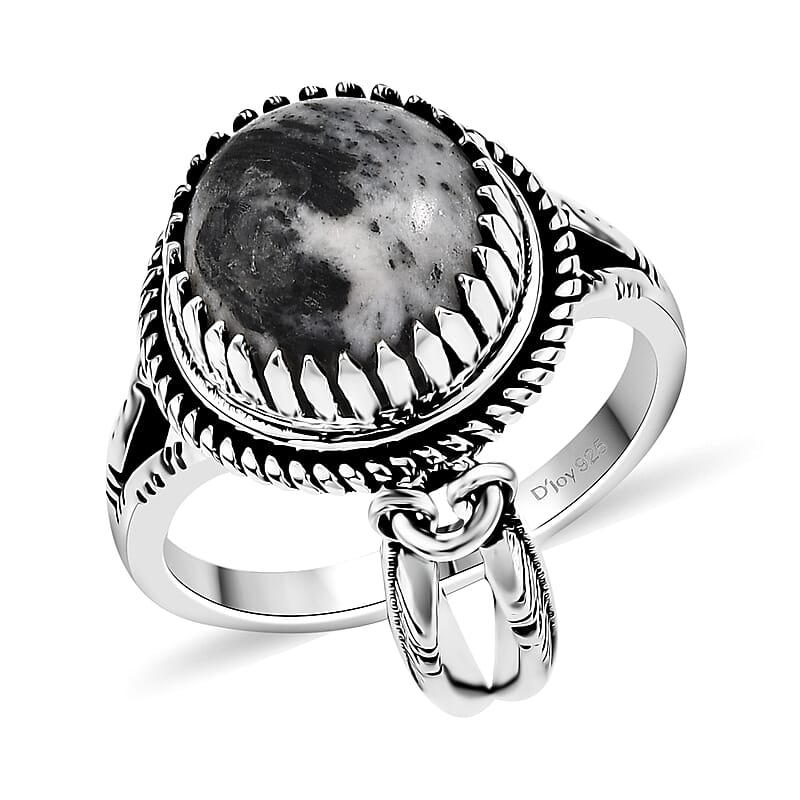 D'Joy Artisan Crafted White Buffalo 4.30 ctw Ring in Sterling Silver (Size  10.0)
