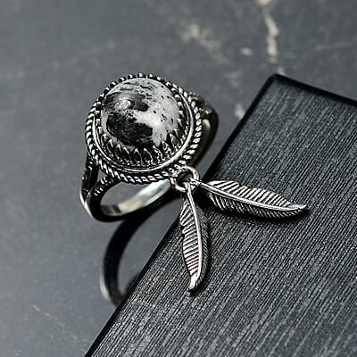 D'Joy Artisan Crafted White Buffalo 4.30 ctw Ring in Sterling Silver (Size  10.0)