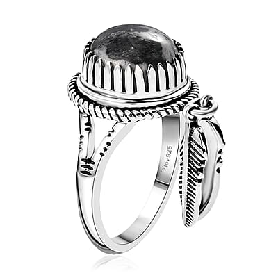 D'Joy Artisan Crafted White Buffalo 4.30 ctw Ring in Sterling Silver (Size  10.0)
