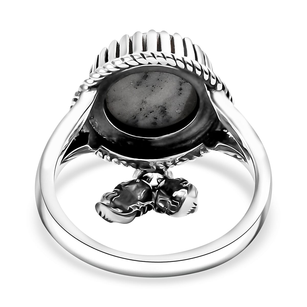 D'Joy Artisan Crafted White Buffalo 4.30 ctw Ring in Sterling Silver (Size  10.0) image number 4