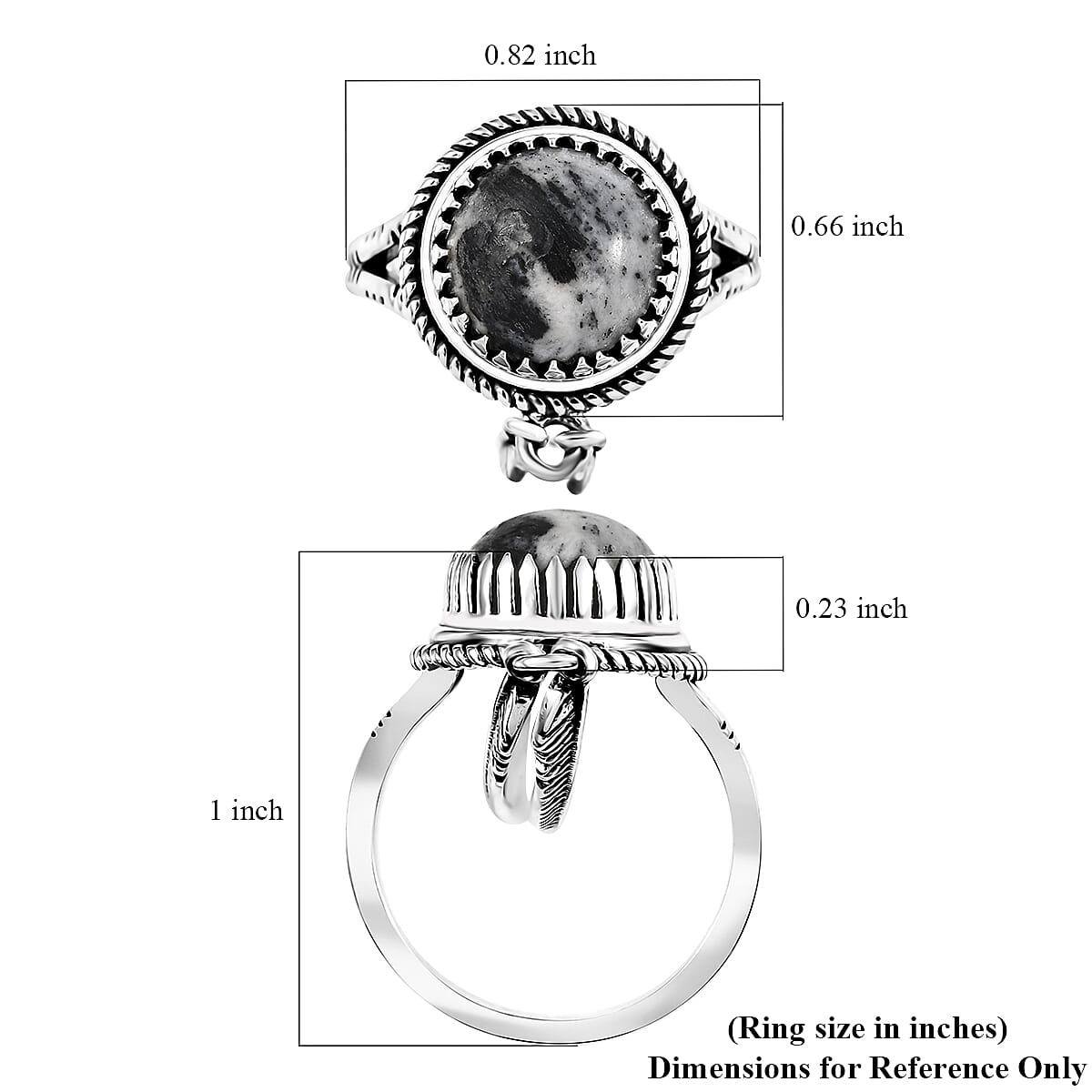 D'Joy Artisan Crafted White Buffalo 4.30 ctw Ring in Sterling Silver (Size  10.0) image number 5