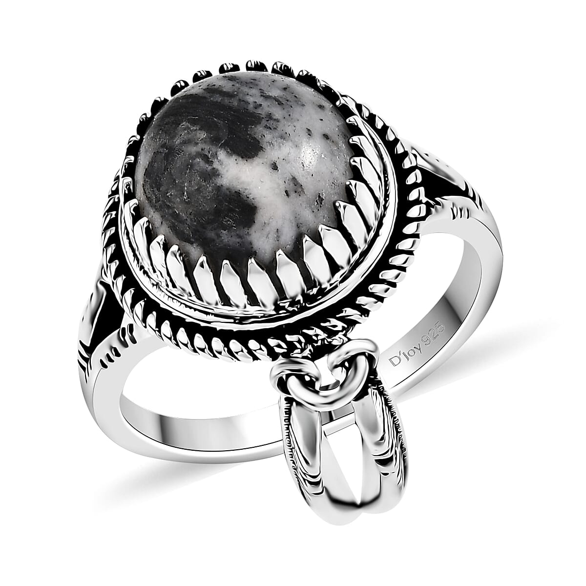 D'Joy Artisan Crafted White Buffalo 4.30 ctw Ring in Sterling Silver (Size  7.0) image number 0
