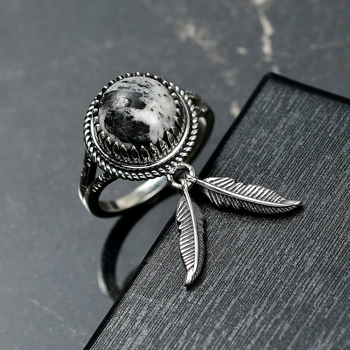 D'Joy Artisan Crafted White Buffalo 4.30 ctw Ring in Sterling Silver (Size  8.0) image number 1