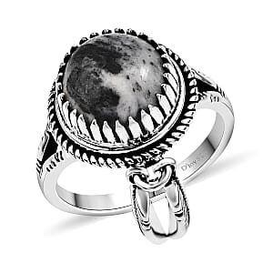 D'Joy Artisan Crafted White Buffalo 4.30 ctw Ring in Sterling Silver (Size  9.0)