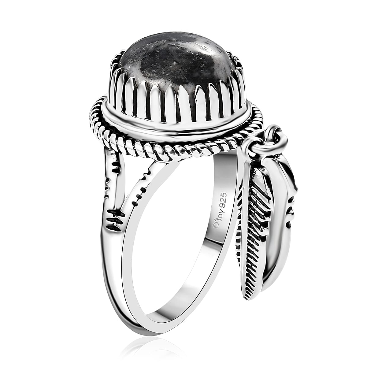 D'Joy Artisan Crafted White Buffalo 4.30 ctw Ring in Sterling Silver (Size  9.0) image number 3