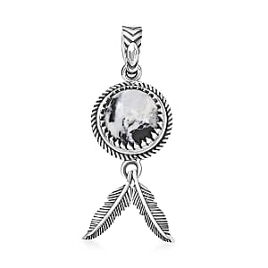 D’joy Artisan Crafted White Buffalo 4.30 ctw Pendant in Sterling Silver 