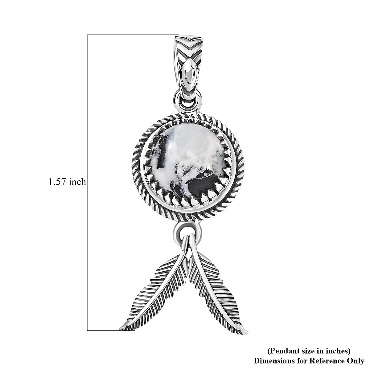 D’joy Artisan Crafted White Buffalo 4.30 ctw Feather Pendant without Chain in Sterling Silver  image number 5