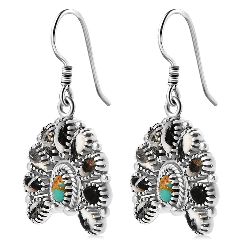 D'Joy Artisan Crafted White Buffalo and Royston Turquoise 6.15 ctw Earrings in Sterling Silver