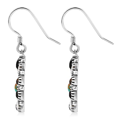 D'Joy Artisan Crafted White Buffalo and Royston Turquoise 6.15 ctw Earrings in Sterling Silver