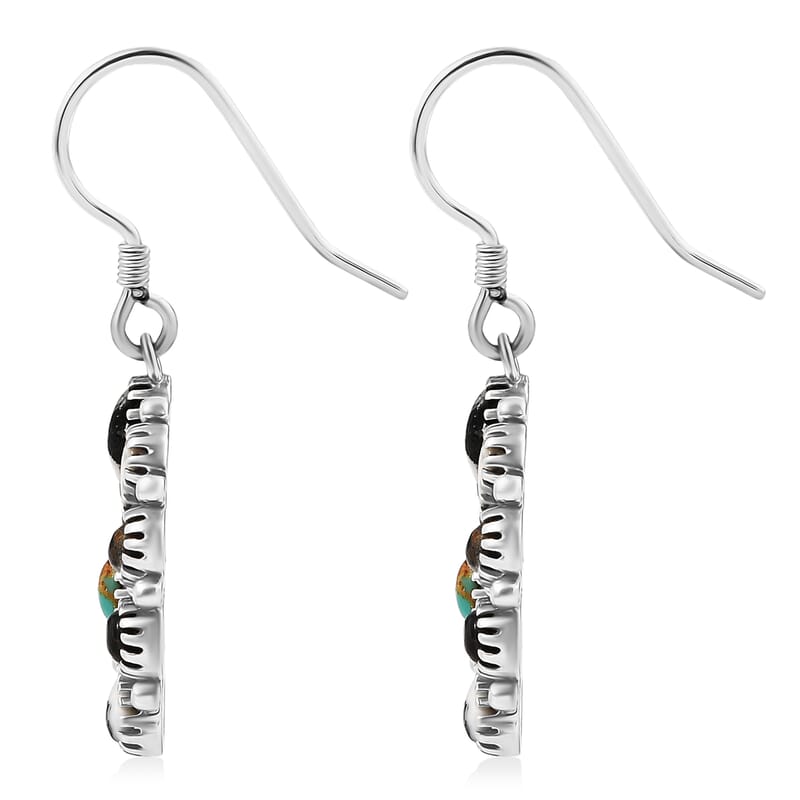 D'Joy Artisan Crafted White Buffalo and Royston Turquoise 6.15 ctw Earrings in Sterling Silver