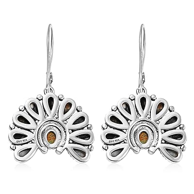 D'Joy Artisan Crafted White Buffalo and Royston Turquoise 6.15 ctw Earrings in Sterling Silver