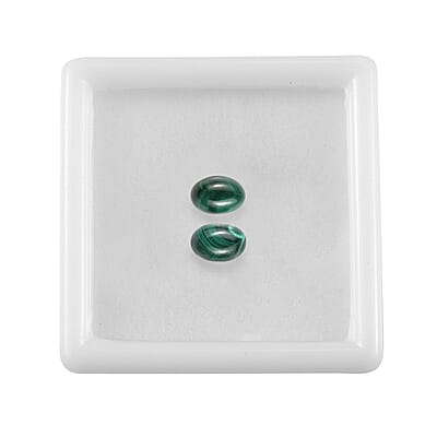 African Malachite Set of 2 (Ovl 7x5 mm) 1.63 ctw Loose Gemstone