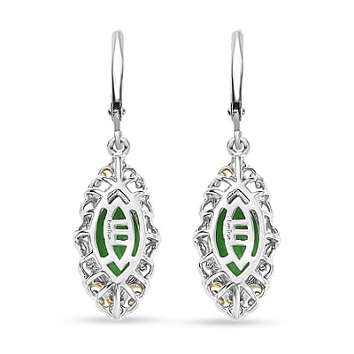 EverTrue Chartreuse Quartz (Triplet) 6.35 ctw Art Deco Earrings in 18K YG Plated and Platinum Bond