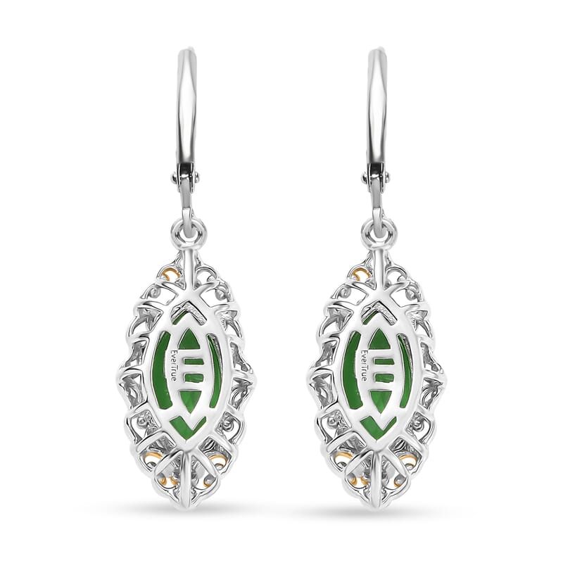 EverTrue Chartreuse Quartz (Triplet) 6.35 ctw Art Deco Earrings in 18K YG Plated and Platinum Bond