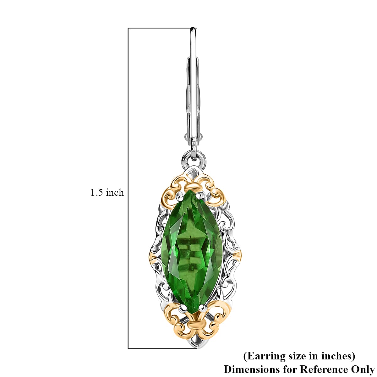 EverTrue Chartreuse Quartz (Triplet) 6.35 ctw Earrings in 18K YG Plated and Platinum Bond image number 6